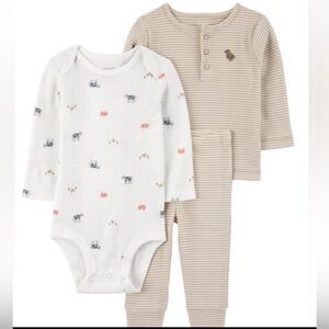 Carter’s Baby Boys 3 Piece Outfit Long Sleeve Top, Onesie & Joggers 18 Months